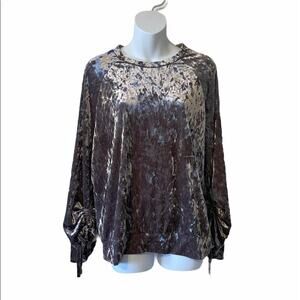 Ro&De ruched wide sleeve velvet top purple